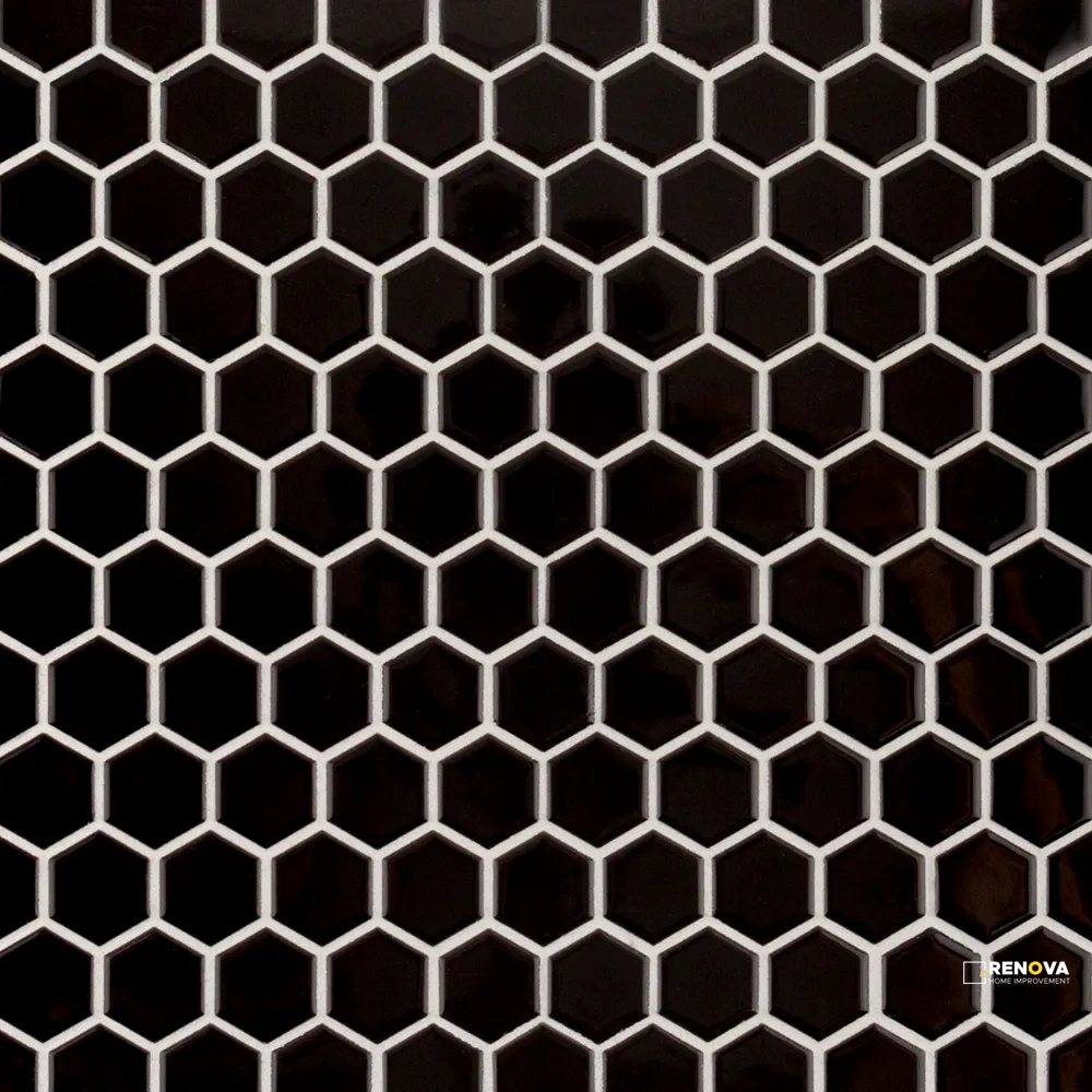 CHAPTER ES - ESSENTIALS HEXAGON BLACK GLOSS MOSAIC 7/8" - 6