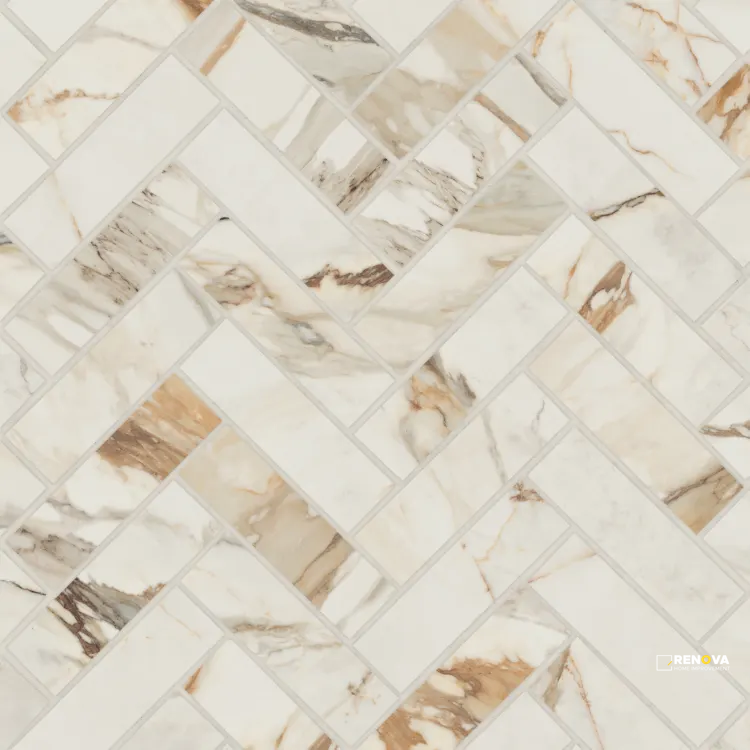 MAGNIFICA ERA LUXURY SATIN HERRINGBONE MOSAIC 1" X 4" - 4