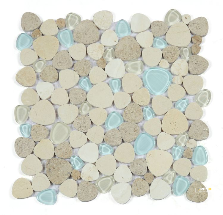 PEACH BLUE ROMA GLASS MOSAIC 12" X 12" - 5