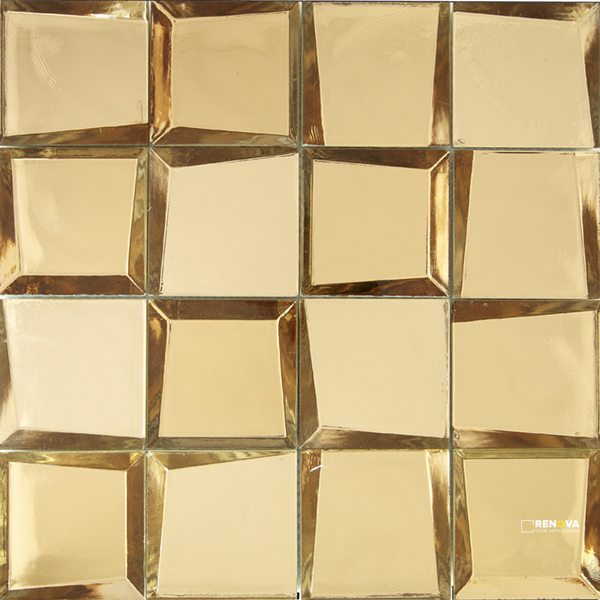 CROSSVILLE SIDEVIEW GLASS GOLD 3X3 MOSAIC POLISHED .969 SF/SHT - 2