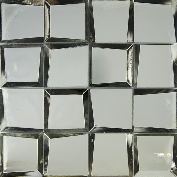 CROSSVILLE SIDEVIEW GLASS TUNGSTEN 3X3 MOSAIC POLISHED .969 SF/SHT - 4