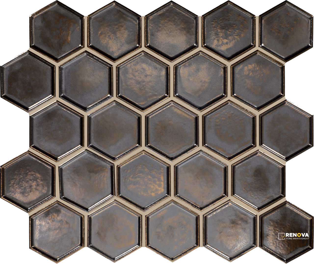 ARTEFINO JEWEL FRAMED HEXAGON MATTE MOSAIC 2.5 - 14X12 - 5