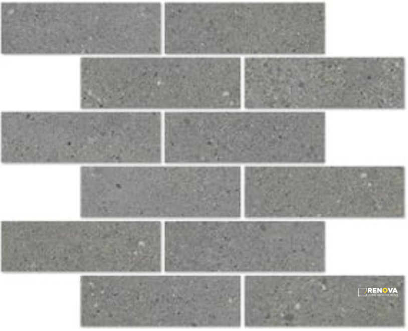 URBAN CONCRETE MATTE BRICK MOSAIC 2X6 - 12X12 - 5