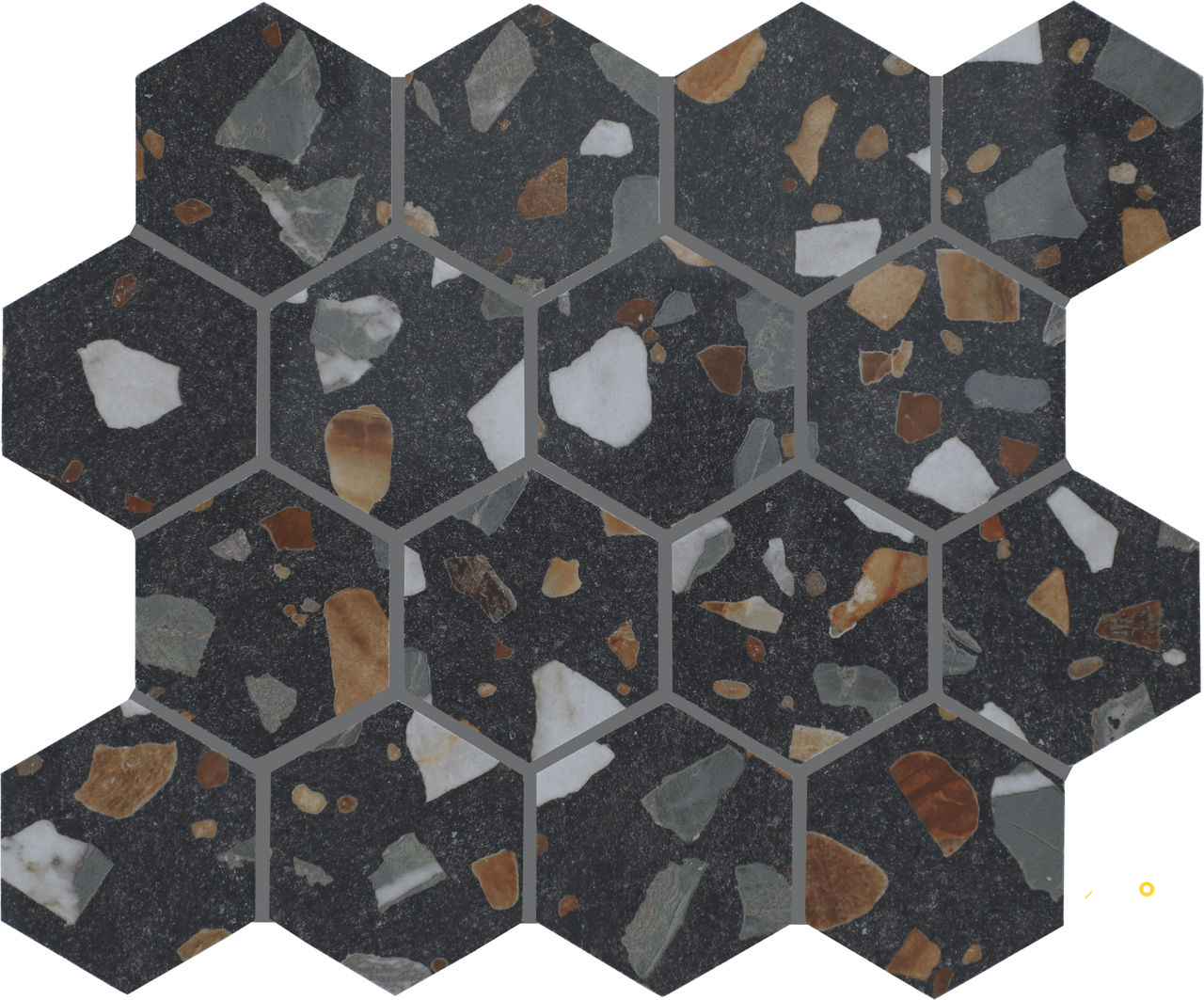 CURATION POLISHED HEXAGON 3MM MOSAIC - 15X12 - 7