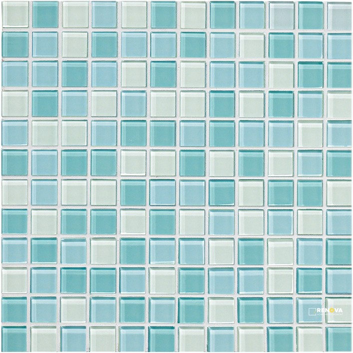 CROSSVILLE GLASS BLOX MOONBEAM, CLEAR SKY, AND AQUA GLEAM 1X1 MOSAIC .9385 SF/SH - 2