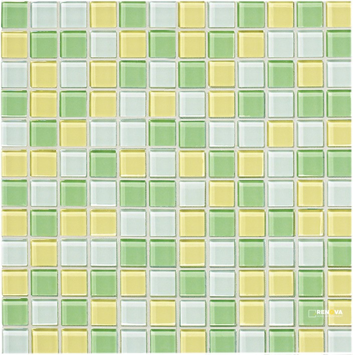 CROSSVILLE GLASS BLOX MOONBEAM, LEMON ZEST, AND LIME SHIMMER 1X1 MOSAIC .9385 SF - 2