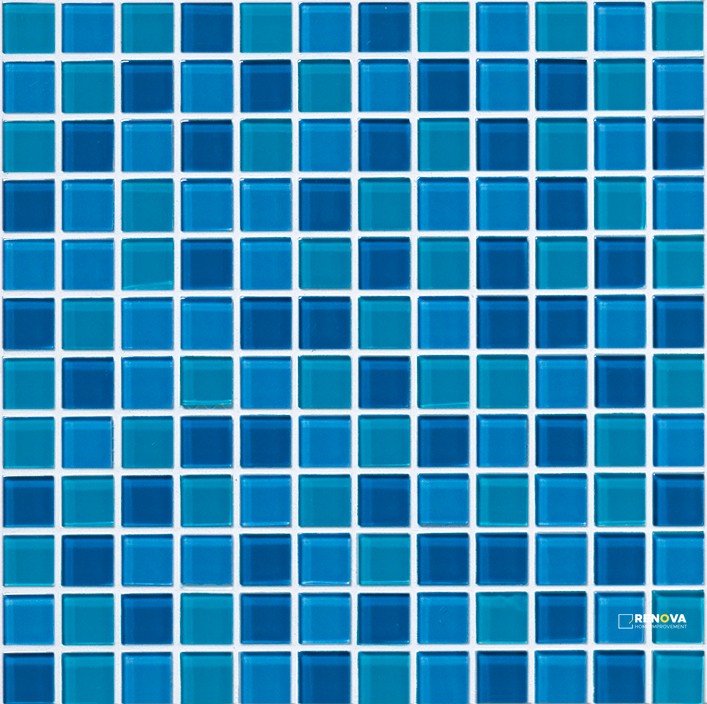 CROSSVILLE GLASS BLOX SAPPHIRE, MERMAID, AND AEGEAN 1X1 MOSAIC .9385 SF/SHT - 6