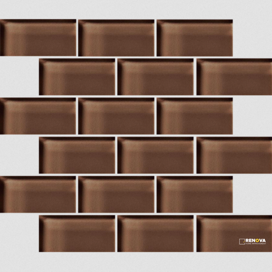 CROSSVILLE GLASS BLOX COFFEE 2X4 MOSAIC .9385 SF/SHT - 4