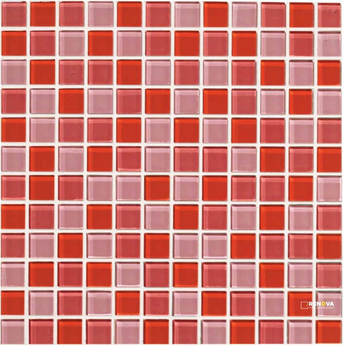 CROSSVILLE GLASS BLOX SUNRISE, ROSE AURA, AND FLAME 1X1 MOSAIC .9385 SF/SHT - 5