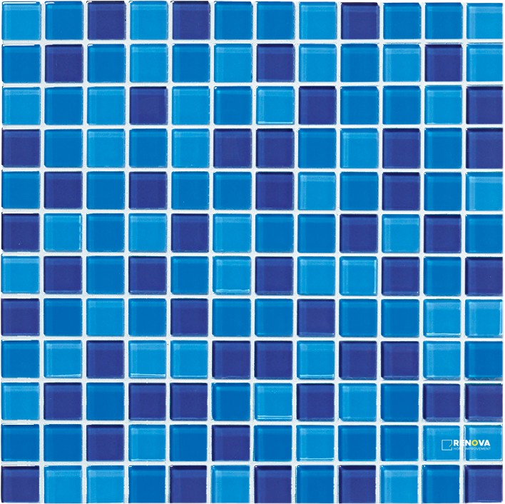 CROSSVILLE GLASS BLOX ANGEL FISH, BLUE GROTTO, AND PURPLE ZING 1X1 MOSAIC .9385 - 7