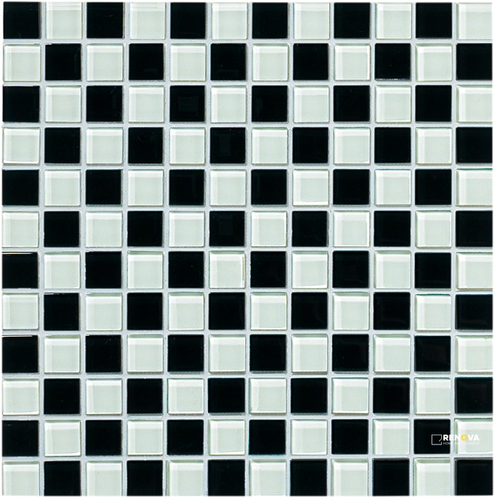 CROSSVILLE GLASS BLOX MOONBEAM AND BLACK MAGIC 1X1 MOSAIC .9385 SF/SHT - 5