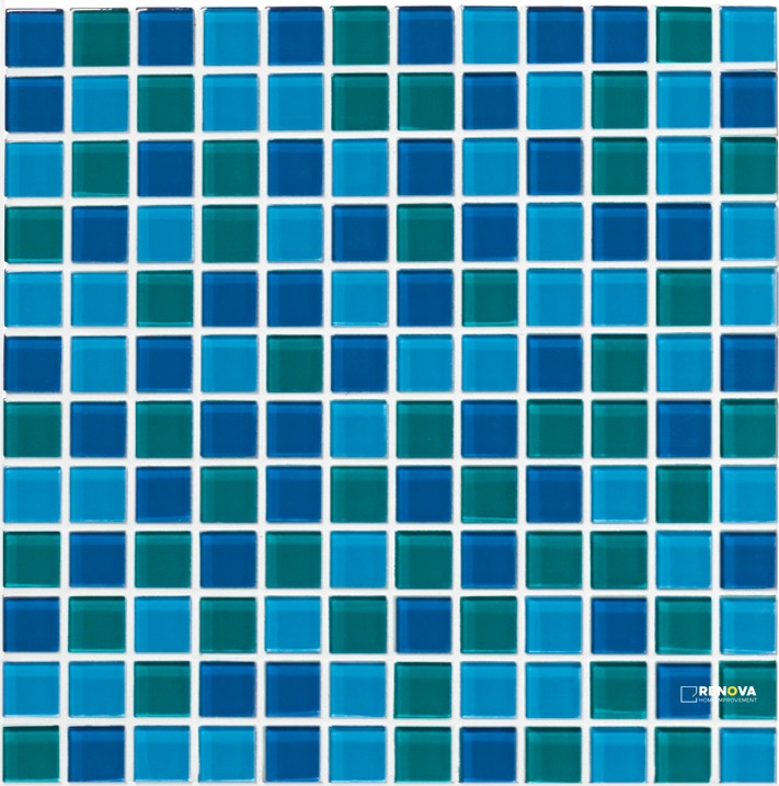 CROSSVILLE GLASS BLOX MERMAID, VIVID TEAL, AND SAPPHIRE 1X1 MOSAIC .9385 SF/SHT - 3