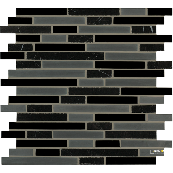 CROSSVILLE EBB AND FLOW CINDERS AND SMOKE MIXED LINEAR MOSAIC 1 SF/SHT - 2