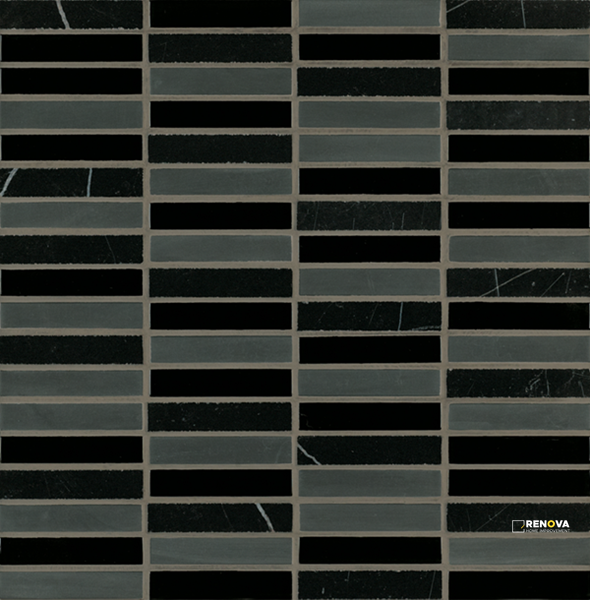 CROSSVILLE EBB AND FLOW CINDERS AND SMOKE 1/2X3 STACKED MOSAIC .9588 SF/SHT - 2
