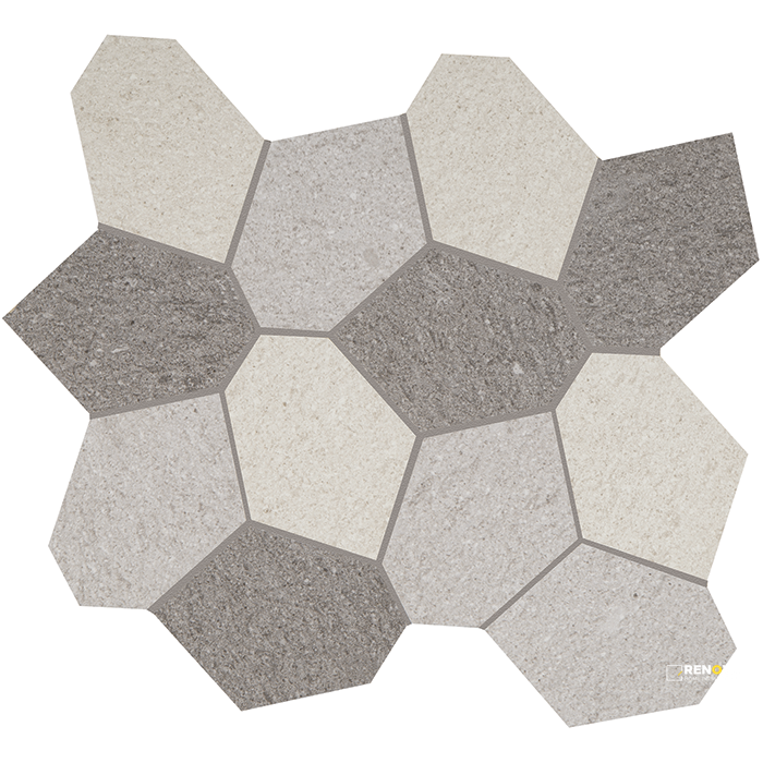 CROSSVILLE CIVILIZATION COOL BLEND POLYGON MOSAIC UNPOLISHED 1.07 SF/SHT - 2