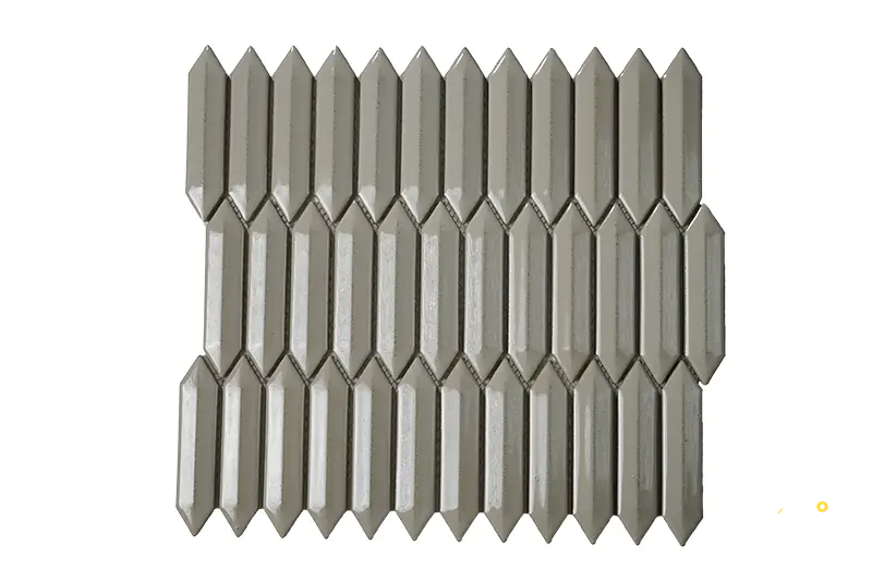 CC MOSAICS PLUS BRIGHT GREY 3D PICKETS MOSAIC