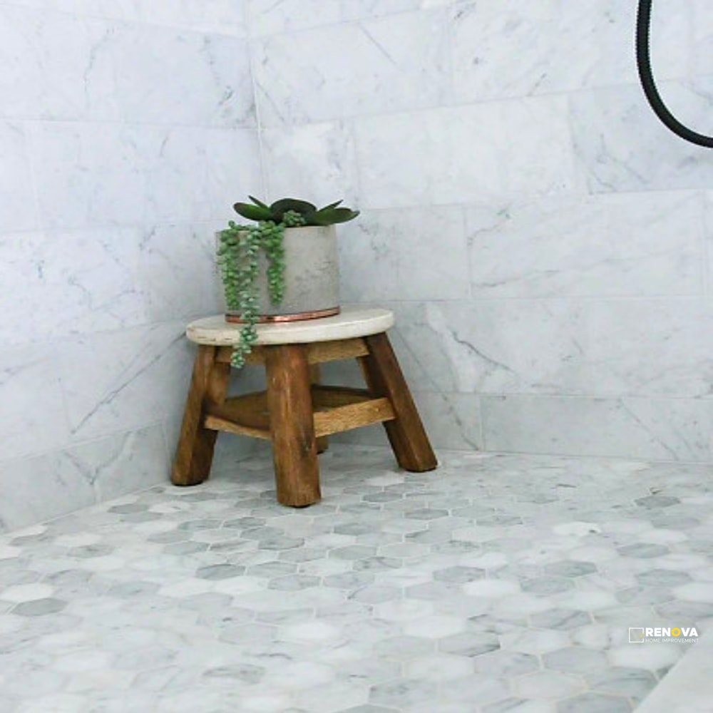 BIANCO CARRARA STONE ESSENTIALS HONED HEXAGON MOSAIC 3" - 3