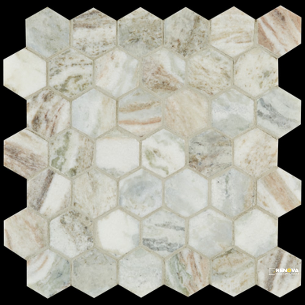 FANTASY BROWN HONED HEX MOSAIC 2" X 2"