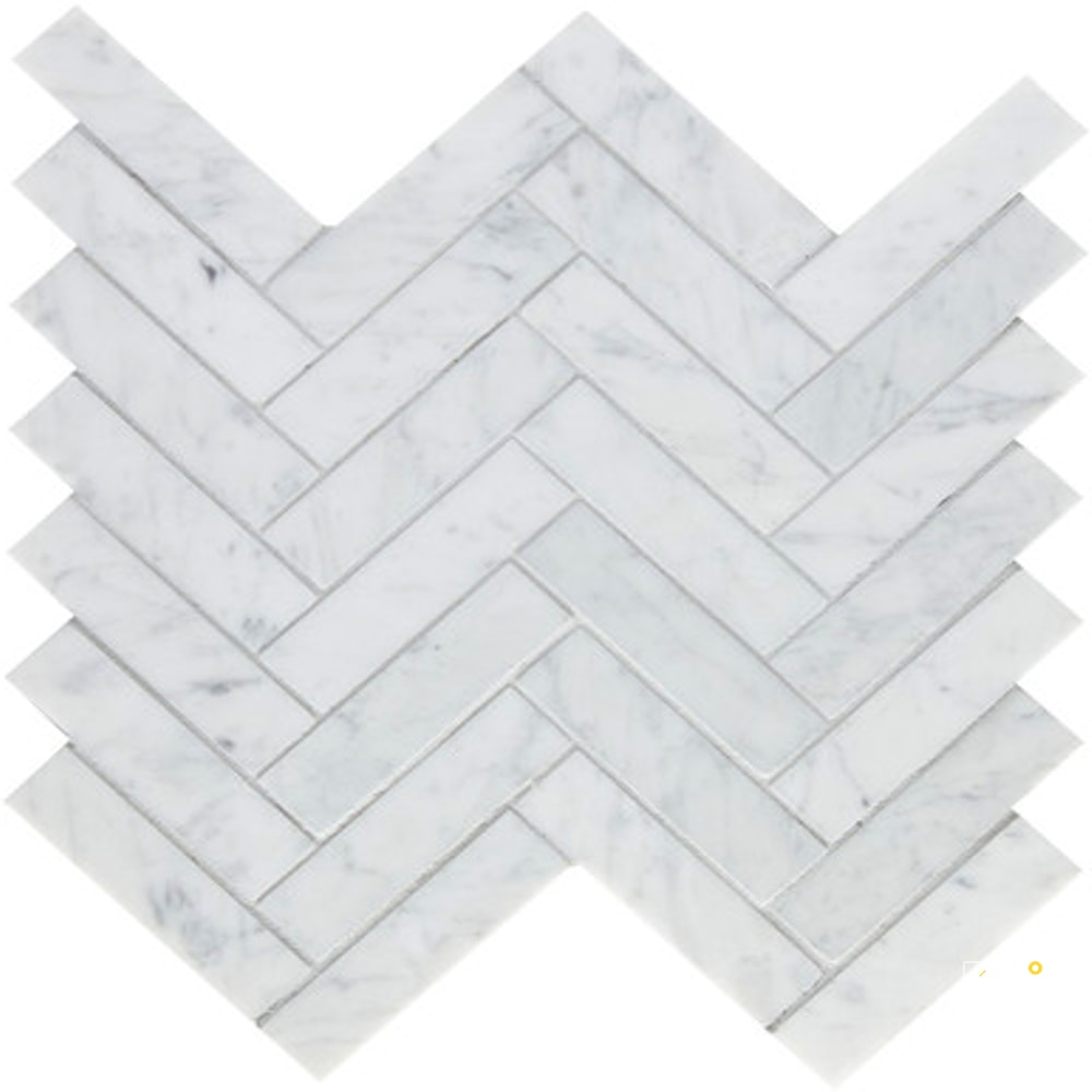 BIANCO VENATINO HONED HERRINGBONE MOSAIC 1" X 4"