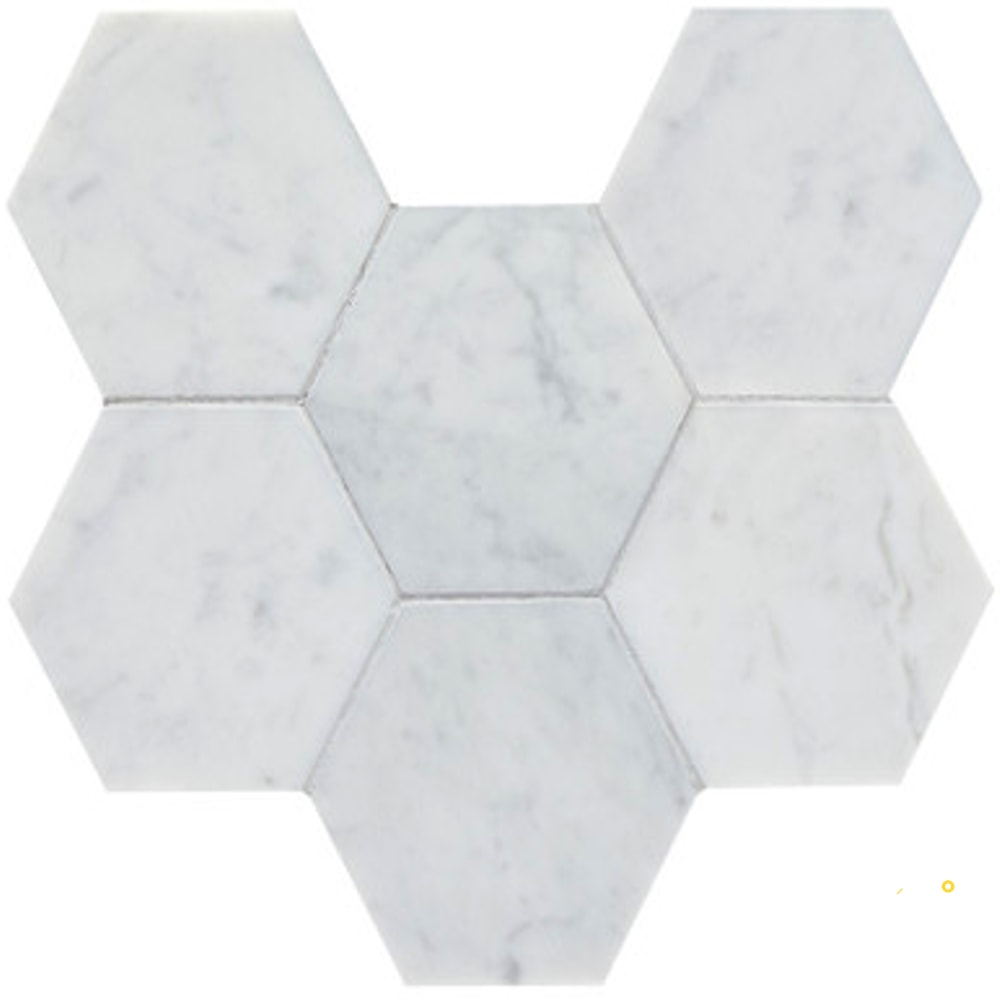 BIANCO VENATINO HONED HEX MOSAIC 4"