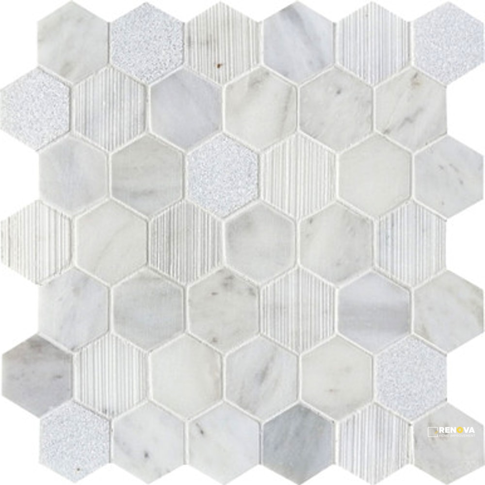 CALACATTA GRIS HONED MULTI FINISH HEX MOSAIC 2" X 2"