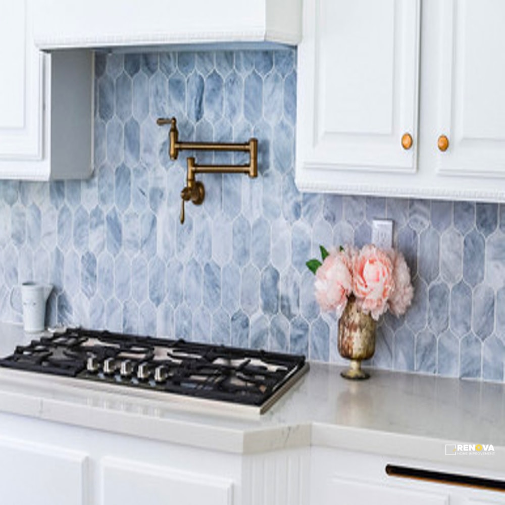 SKY BLUE HONED LARGE LOTUS MOSAIC - 5