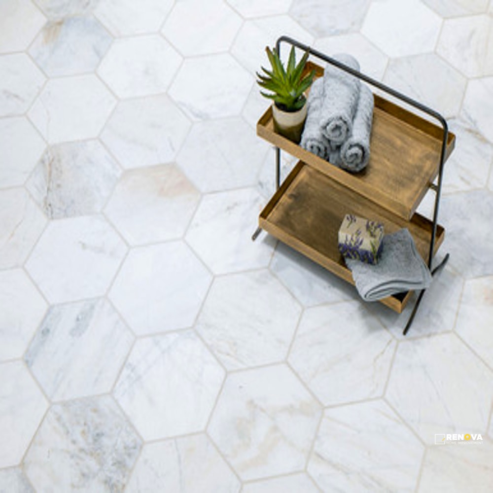 CALACATTA UMBER HONED HEXAGON 8" X 8"