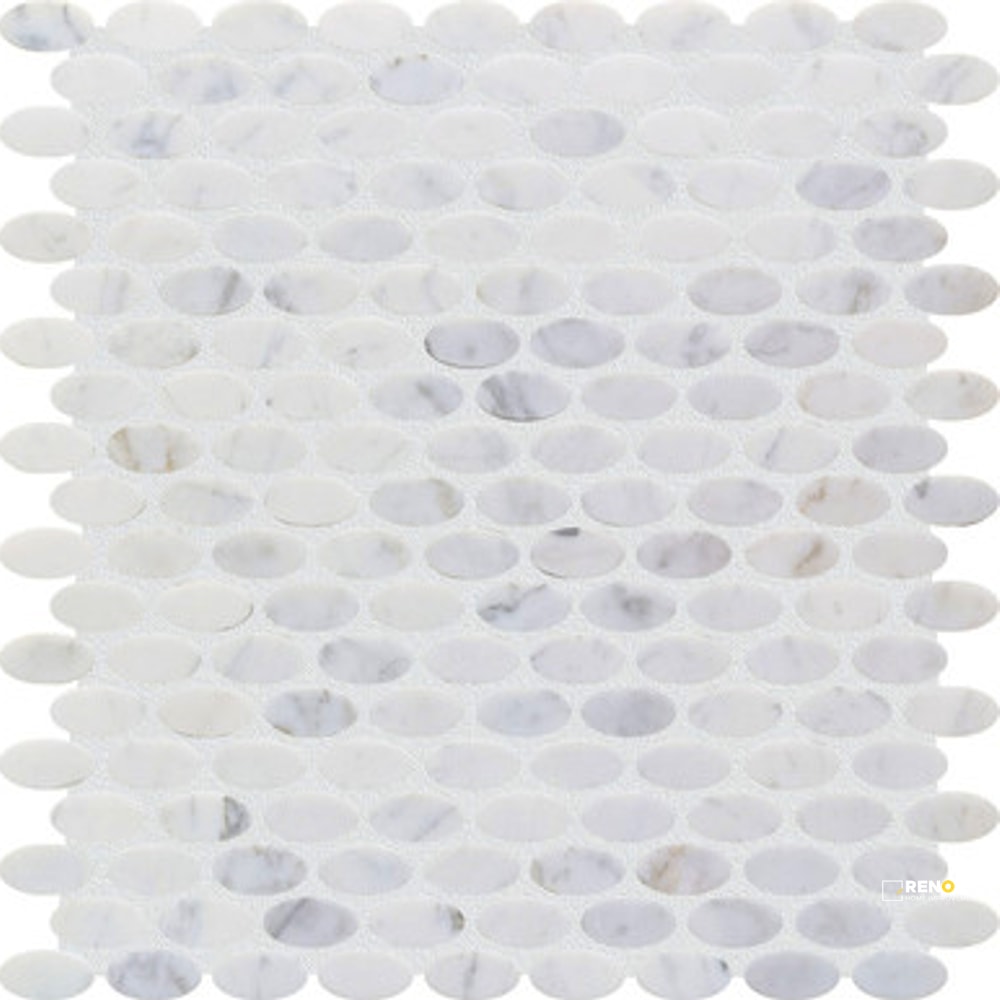 BIANCO VENATINO HONED ELLIPSE MOSAIC