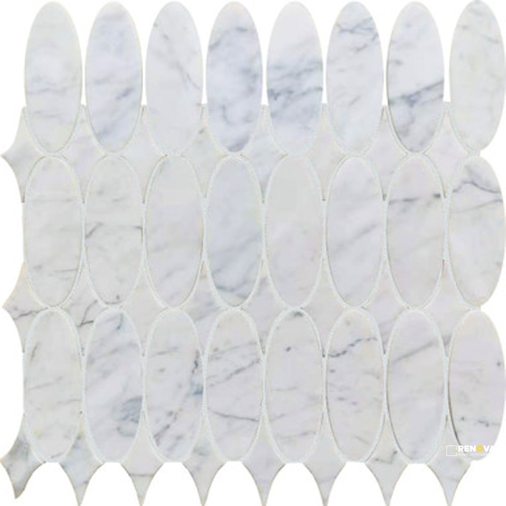 BIANCO VENATINO HONED OVAL MOSAIC