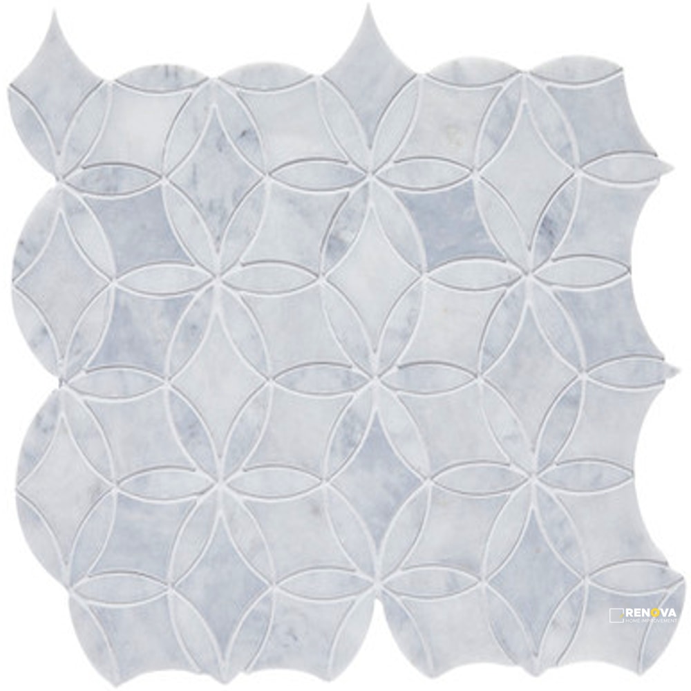 SKY BLUE HONED FLOWER MOSAIC