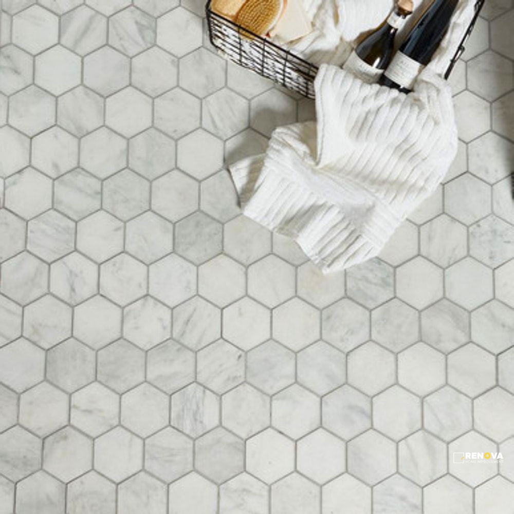 CALACATTA GRIS HONED HEX MOSAIC 4" X 4"