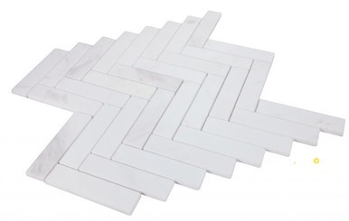 HERRINGBONE WHITE MOSAIC 11.25" X 11.25" - 2