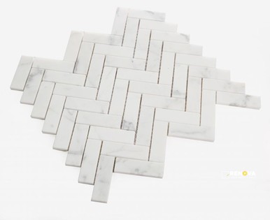 HERRINGBONE CALACATTA WHITE HONED MOSAIC 11.25" X 12.5" - 2