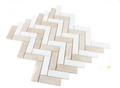 HERRINGBONE MARFIL MOSAIC 11" X 12.5" - 2