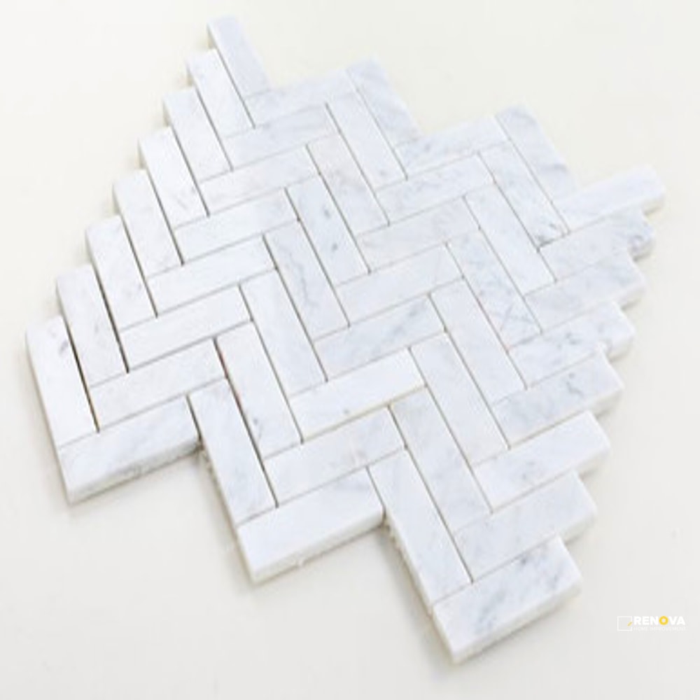 CHEVRON LONG CARRARA MOSAIC 11" X 12.5" - 2