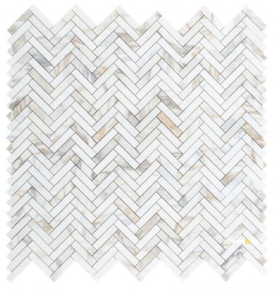 HERRINGBONE CALACATTA GOLD POLISHED MOSAIC 11.25" X 11.25"