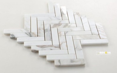 HERRINGBONE CALACATTA GOLD POLISHED MOSAIC 11.25" X 11.25" - 2