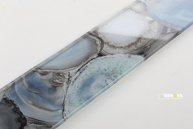 AURA SHELL BLUE GLASS TILE 4" X 24" - 2