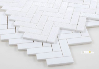 CHEVRON LONG THASSOS MOSAIC 11" X 12.5" - 2