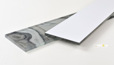 AURA SHELL GREY GLASS TILE 4" X 24" - 2