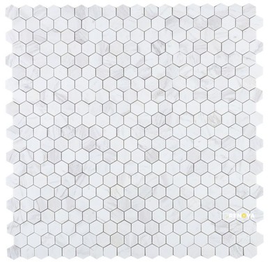 HEXAGON CARRARA POLISHED MOSAIC 2" X 2"