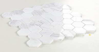HEXAGON CARRARA POLISHED MOSAIC 2" X 2" - 2