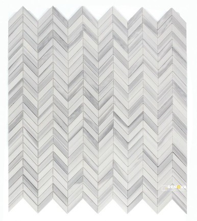 CHEVRON MARMALA WHITE MOSAIC 11" X 11"