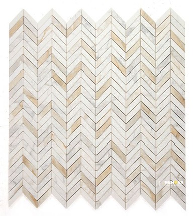 CHEVRON CALACATTA GOLD POLISHED MOSAIC 11" X 11"