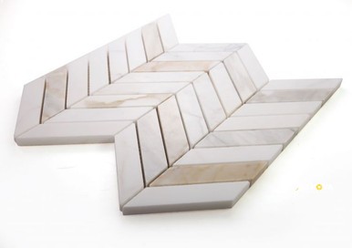 CHEVRON CALACATTA GOLD POLISHED MOSAIC 11" X 11" - 2