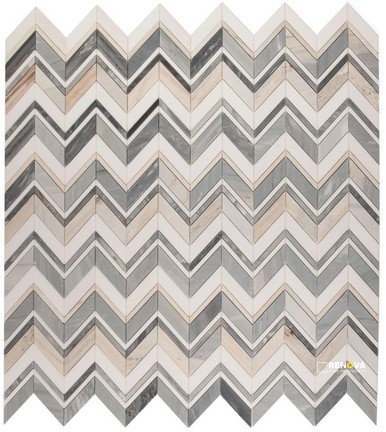 CHEVRON RAVENNA BLUE MOSAIC 11.75" X 12.5"