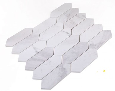 ELONGATED HEXAGON WHITE MOSAIC 11.75" X 15" - 2