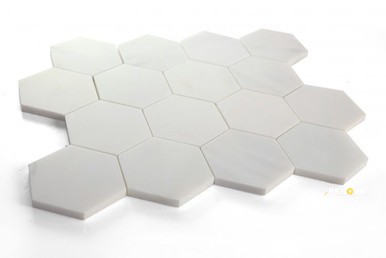 HEXAGON SNOW WHITE HONED MOSAIC 3" X 3" - 2