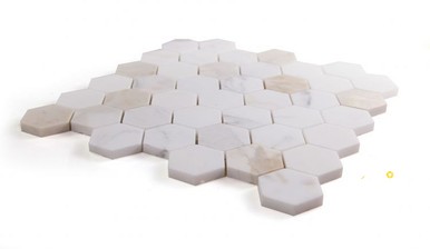 HEXAGON CALACATTA GOLD HONED MOSAIC 2" X 2" - 2