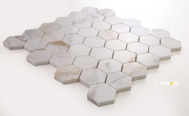 HEXAGON CALACATTA GOLD POLISHED MOSAIC 2" X 2" - 2